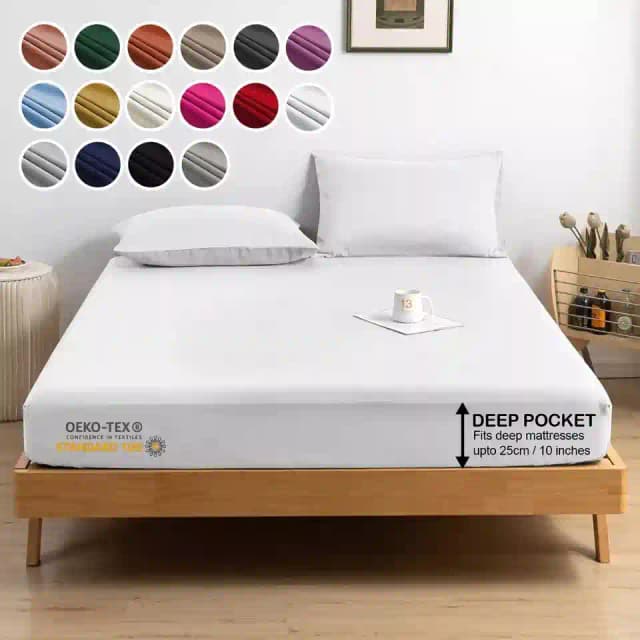 Full Fitted Sheet 25CM/10" Extra Deep Bed Sheets Single Double King Super King