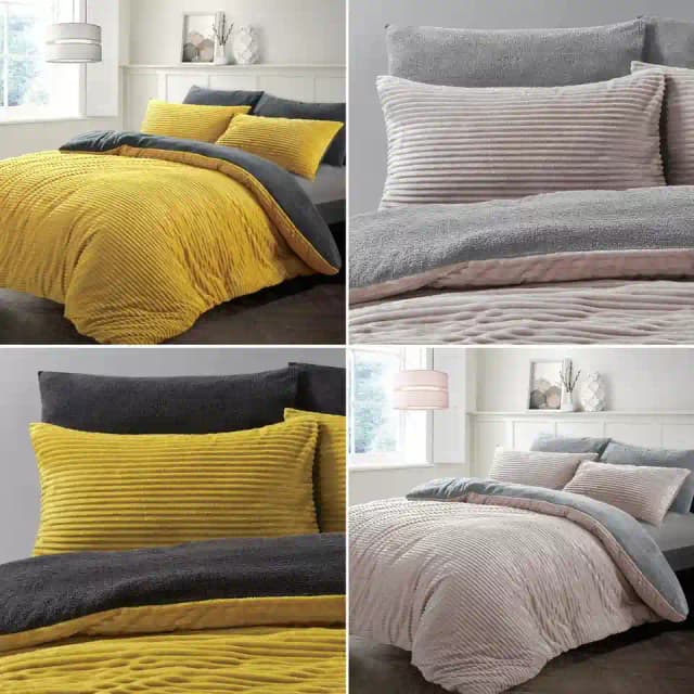 Teddy Bear Corduroy Duvet Cover Set Fleece Thermal Cosy Quilt Cover Bed Set