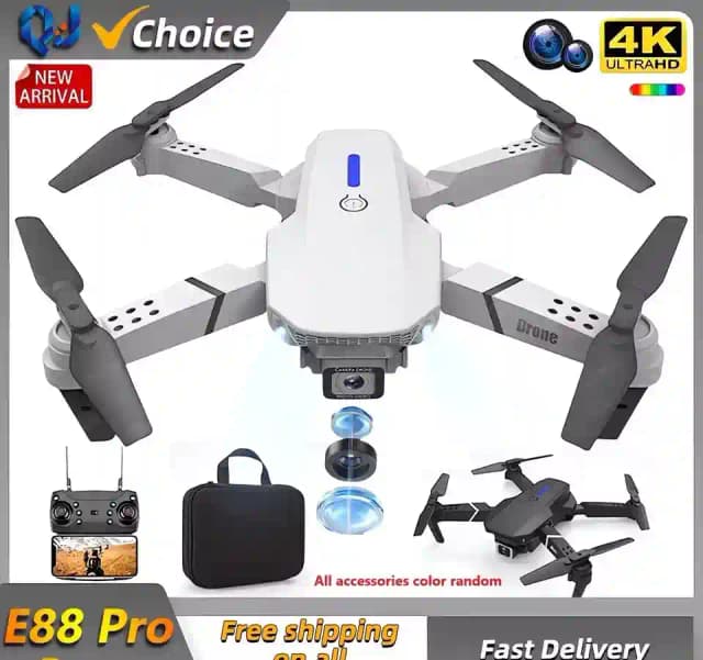 New Listing2024 E88Pro RC Drone 4K Professional Double Camera Foldable Helicopter - White