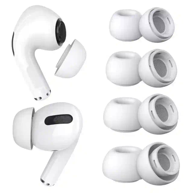 4 Pairs Replacement Earplugs for AirPods Pro - Silicone Earplugs XS/S/M/L - White