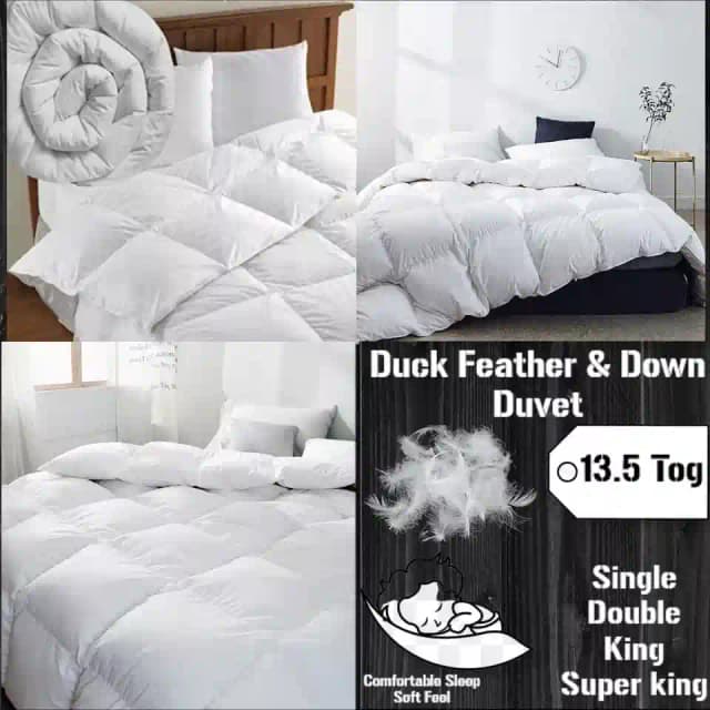 Duck Feather&Down Duvet/Quilt 13.5Tog,Bedding- All Sizes available Hotel Quality