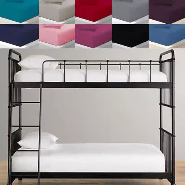 LUXURY PLAIN POLYCOTTON DEEP FITTED SHEET FOR BUNK BED 30" X 75"
